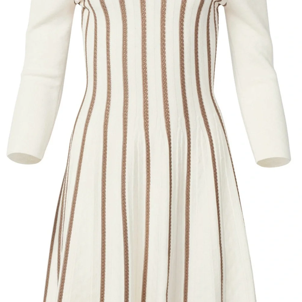 VENUS Cream and BrowTan Long Sleeve Sweater Dress - Picture 5 of 9